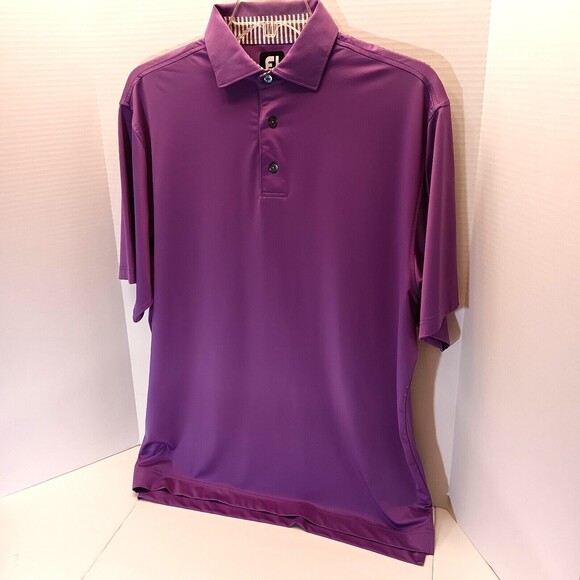 FootJoy Shirt Men L Purple Polo Performance Stretch Short Sleeve Golf Preppy - Picture 3 of 7